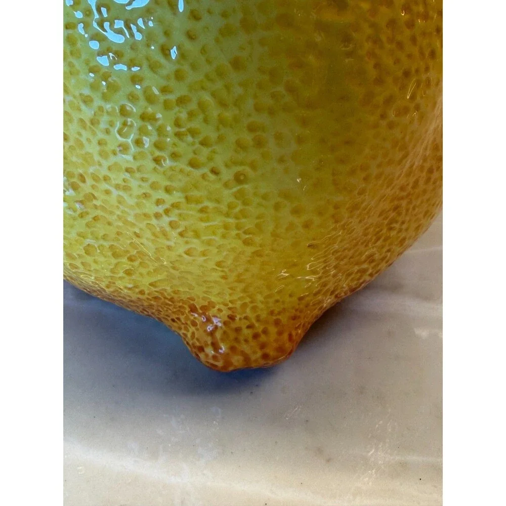 Corner Ruby The Lemon Collection Ceramic Cookie Jar Canister Lidded Fruit Stem
